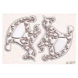 SCRAPINIEC Dekorpappe Die Cut Chipboard Dekoration Ornament, Schaukelpferd Ornamente