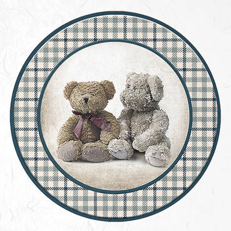 ITD - Reispapier-Set - ITD - RSM047 Spielzeug, Karomuster ,Teddybären, Blau