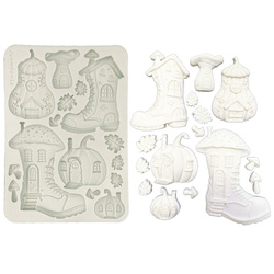 Silikonform Mold Gießen Mould - Whispering Woods - Stiefel, Pilze, Kürbis - Stamperia