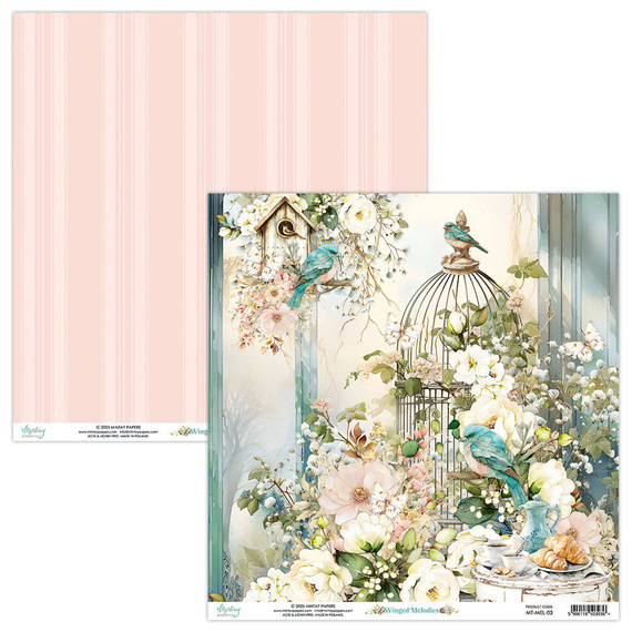 MINTAY Set 12Stk 30x30cm doppelseitig Scrapbooking Papier 240g - Winged Melodies