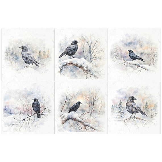 Scrapbooking-Bastelpapier-Set reisfelder - ITD - RSM149 Vögel, Raben, Krähen