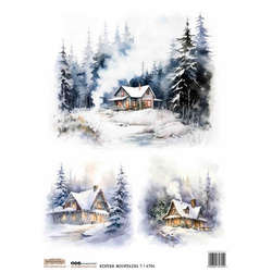 Reispapier Decoupage Bastelpapier A4 - Scraplove - Winter Pastel City 1 - Winterliche Pastellstadt 1