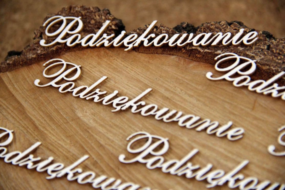 SCRAPINIEC Dekorpappe Die Cut Chipboard Dekoration Ornament, Podziękowania 5188