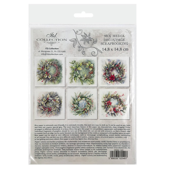 Scrapbooking-Bastelpapier-Set reis - ITD - RSM140 Weihnachtsgirlanden
