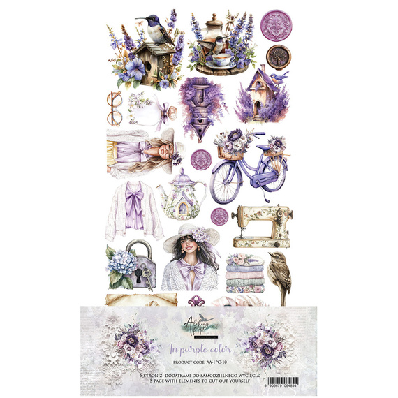 ALCHEMY OF ART 15x30cm doppelseitig Scrapbooking Papier 250g,  In purple color