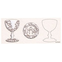 SCRAPINIEC Dekorpappe 3D Die Cut Chipboard Dekoration, Kelch Erstkommunion 3346