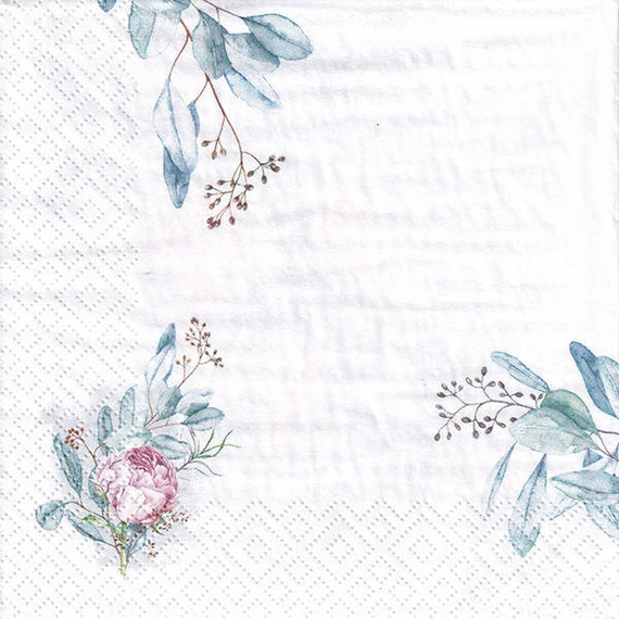 SERVIETTEN 1 Stück Motivservietten Decoupage Napkin 33x33cm, Emilia, Blumen, Pfingstrosen