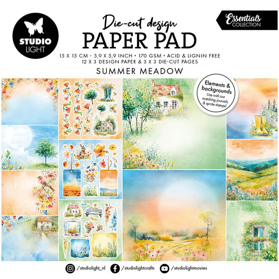 STUDIO LIGHT Scrapbooking Papier Set 15x15 cm - Summer Meadow