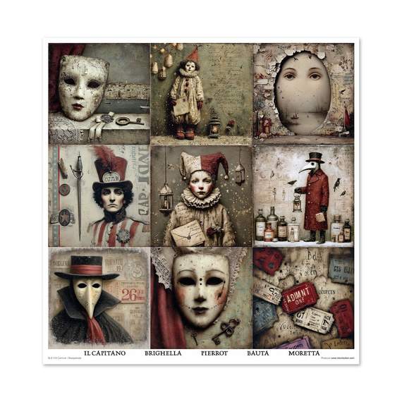 ITD COLLECTION Scrapbooking Papier Set 30x30 cm - Carnival - Masquerade
