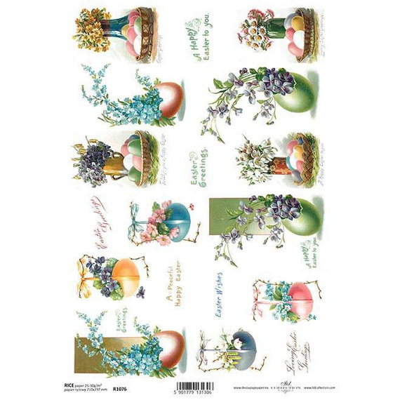 ITD Reispapier Decoupage Bastelpapier Softpapier Serviettentechnik, Ostereier R1076