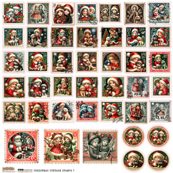 AUFKLEBER ScrapLove Dekor Stickers - Christmas Vintage Stamps 1 - Weihnachtsbriefmarken