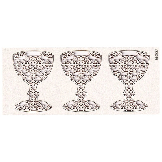 SCRAPINIEC Dekorpappe Die Cut Chipboard Dekoration, Kelch Erstkommunion 3337