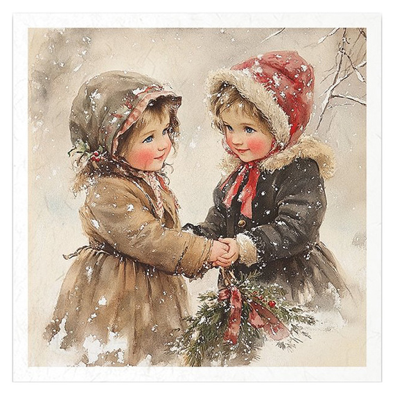 Reispapier-Set - Vintage Kinder, Weihnachten - RSM184 - Itd Collection