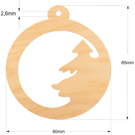 Holz-Christbaumanhänger Set 10 Stück - Tanne - 6 cm