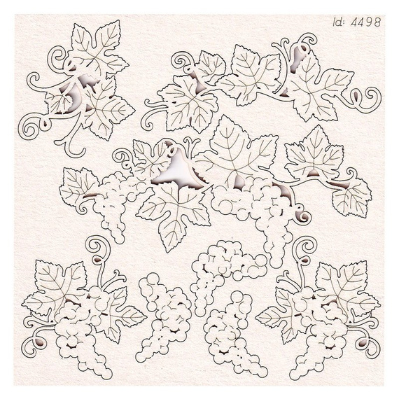 SCRAPINIEC Dekorpappe Die Cut Chipboard Dekoration Ornament, Traubenblätter