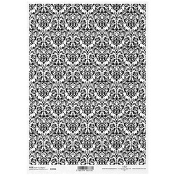 ITD Reispapier Decoupage Bastelpapier Serviettentechnik, R1916 Damast, schwarz und weiß