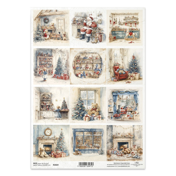Reispapier für Decoupage A4 - Weihnachtsbaum, Geschenke, Spielzeugladen - R2669 - Itd Collection