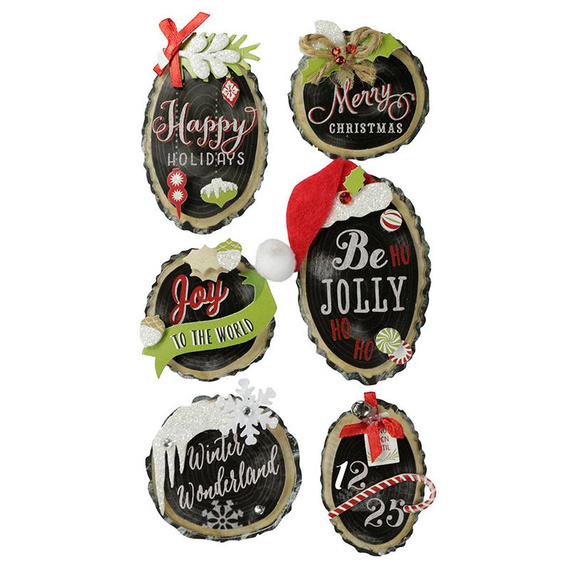 TITANUM AUFKLEBER Dekor Stickers - Weihnachtsaufkleber Holzscheiben