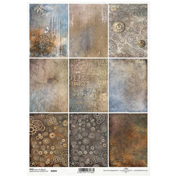 ITD Reispapier Decoupage Bastelpapier R2039 Steampunk-Hintergründe, Rost, gealterte Objekte