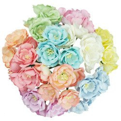 MAGNOLIEN 35mm 50Stk Scrapbooking Maulbeerpapier Blumen Flowers, pastell mix