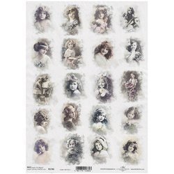 Reispapier für Decoupage, retro vintage, Mädchen ITD-R1746 - A4 