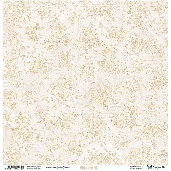 30x30cm doppelseitig Scrapbooking Papier - ScrapAndMe - White Roses 05/06