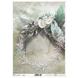 ITD Reispapier Decoupage Bastelpapier Softpapier Serviettentechnik, Blumenkranz R2155