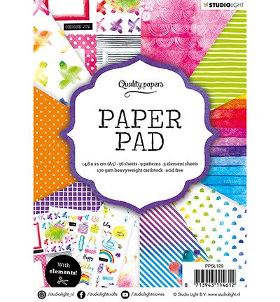 STUDIO LIGHT Set 36Blätter A5 einseitig Papierblock Scrapbooking Papier 170g 129