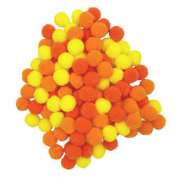 LOVEART POMPONS 120Stk./10mm Bommel Bastelmaterial Bälle zum Basteln,  mix orange