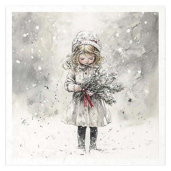 Reispapier-Set - Mädchen, Junge mit Hund, Winterlandschaft - RSM202 - Itd Collection