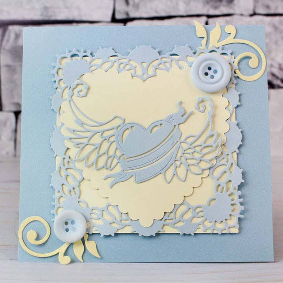 Stanzform Präge Stanzschablone Cutting Die - Zerfetzte Spitze - Geflügeltes Herz