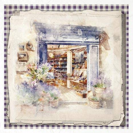 ITD Reispapier Decoupage SET Bastelpapier, Tür und Fenster mit Lavendeldekoration RSM081
