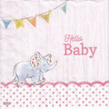 SERVIETTEN 1 Stück Motivservietten Decoupage Napkin 33x33cm - Hallo Baby hellrosa
