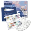 LOVEART Aquarellfarben Malset – Komplettset mit 24 Farben, Pinseln, Block & Palette
