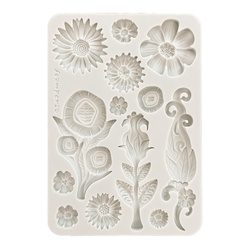 Silikonform Mold Gießen Mould - Furry Friends - Blumen - Stamperia