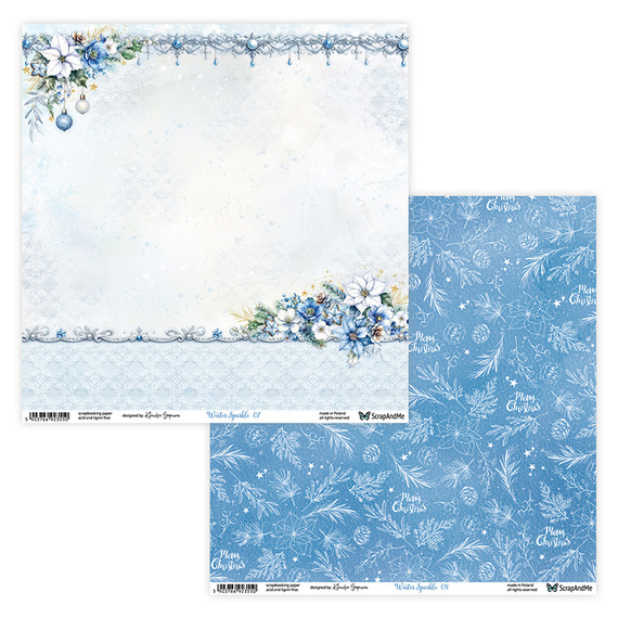 Scrapbooking Papier - ScrapAndMe - Winter Sparkle 07/08 - doppelseitig 30x30 cm