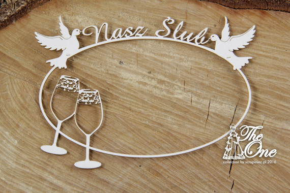 SCRAPINIEC Dekorpappe Die Cut Chipboard Dekoration Ornament, Nasz Ślub Hochzeit