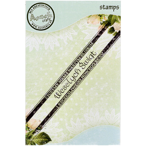 AGATERIA Polymerstempel Clear Stamp - Aufschrift auf der Schärpe PL - Wesołych Świąt 