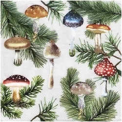SERVIETTEN 1 Stück Motivservietten Decoupage Napkin 33x33cm, Mushroom ornaments