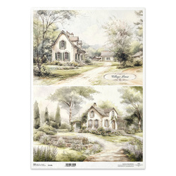 Reispapier Decoupage Bastelpapier für Decoupage A3 ITD-1418L Landhäuser