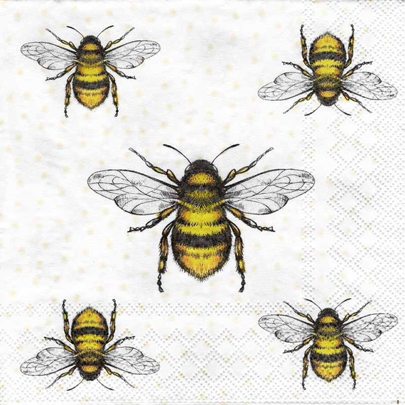 SERVIETTEN 1 Stück Motivservietten Decoupage Napkin 33x33cm, Flying bees