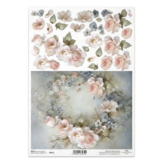 Reispapier Decoupage Bastelpapier für Decoupage A4 R2612 3D-Kranz