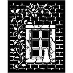 Schablone mixed-Media 3D 20x25cm - Herbarium Silvae Fenster - Stamperia