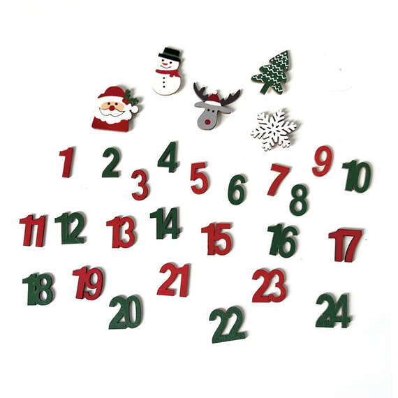 DPCRAFT Dekorpappe Die Cut Dekoration Holzelemente für den Adventskalender 29 Stück, mehrfarbig