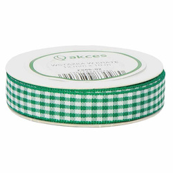 STOFFBAND Dekoband Stoffbänder Geschenkband weiß und grün kariert 12mm/10m