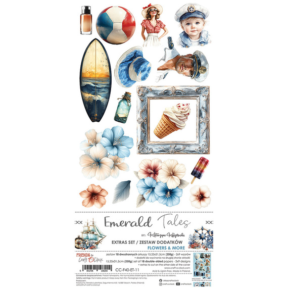 Scrapbooking Zubehör Set - Craft o'clock - Emerald Tales - Blumen