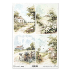 ITD Reispapier Decoupage Bastelpapier Serviettentechnik-R2576 Ländliche Ansichten