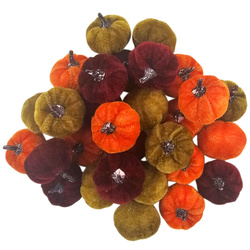 Samt Kürbisse Deko Set 28 Stück - Mini Kürbisse 3x3 cm, dunkle Töne