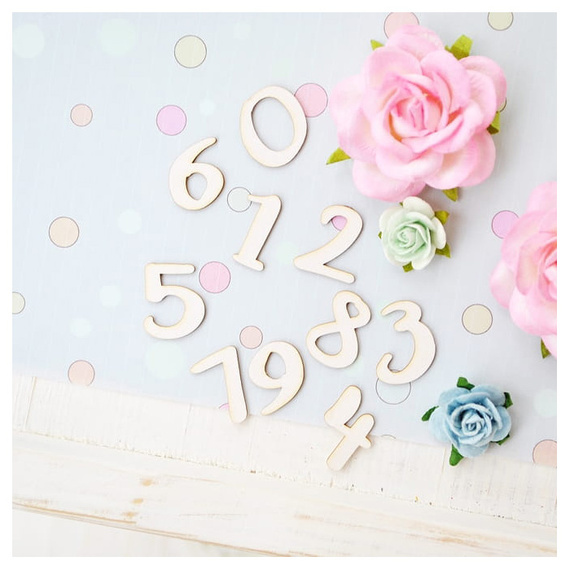 Dekorpappe Die Cut Chipboard - Zahlen - Kreatywna Pracownia