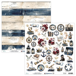 MINTAY 30x30cm doppelseitig Scrapbooking Papier mit Elementen - Lighthouse